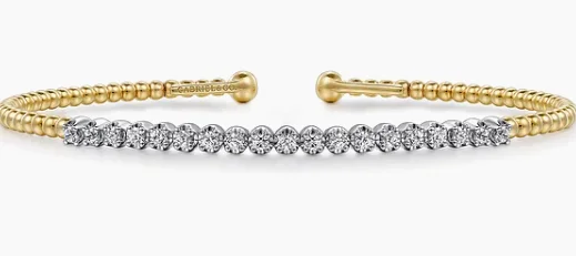 14K White-Yellow Gold Bujukan Diamond Cuff Bracelet