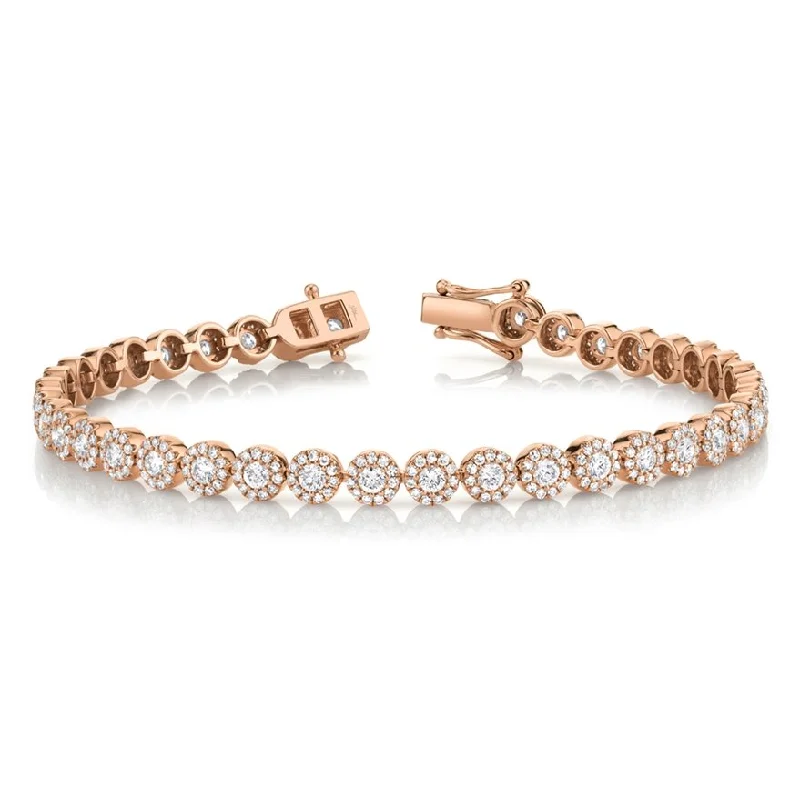 14KT GOLD 3.03 CARAT DIAMOND CIRCLE HALO TENNIS BRACELET