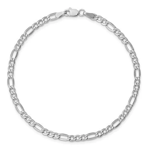 14KT GOLD 3.5MM SEMI SOLID FIGARO CHAIN BRACELET-3 LENGTHS & 2 COLORS