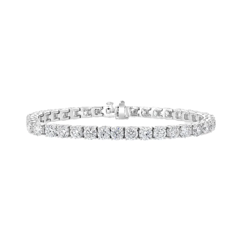 14KT WHITE GOLD 15.30 CTW ROUND DIAMOND 4 PRONG TENNIS BRACELET