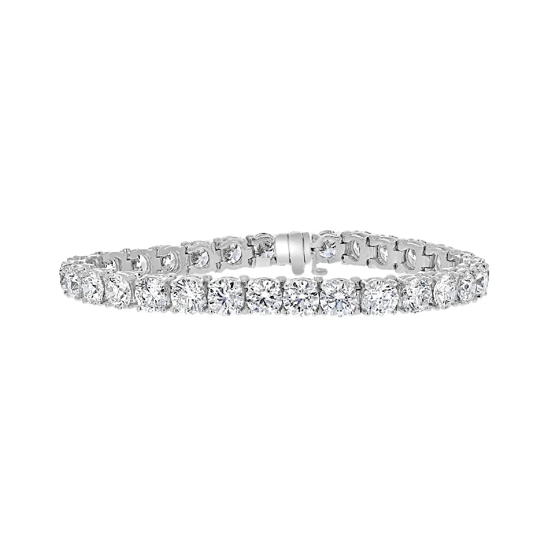 14KT WHITE GOLD 22.12 CTW ROUND DIAMOND 4 PRONG TENNIS BRACELET