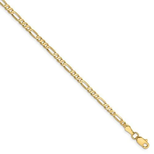 14KT YELLOW GOLD 2.75MM FLAT FIGARO CHAIN BRACELET