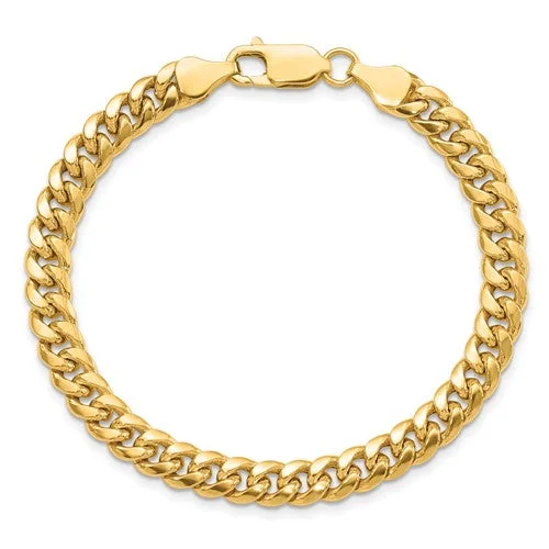 MEN'S 14KT YELLOW GOLD 6MM SEMI SOLID MIAMI CUBAN CHAIN BRACELET- 2 LENGTHs