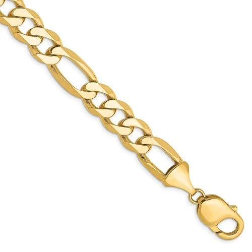 MEN'S 14KT YELLOW GOLD 10MM FIGARO LINK 8" BRACELET