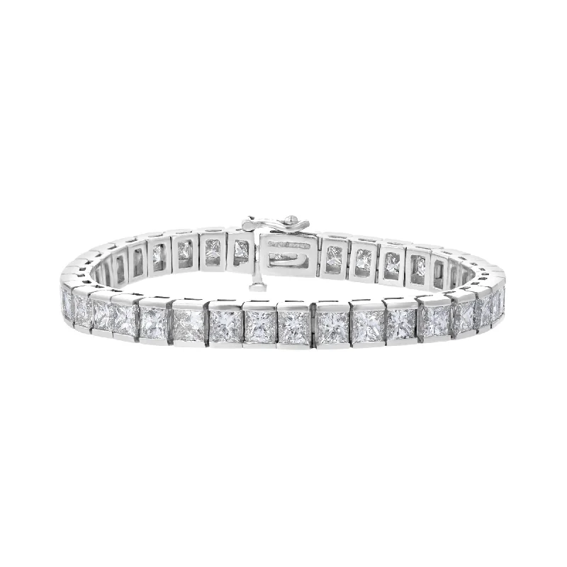 18KT WHITE GOLD 20.12 CTW PRINCESS CUT BAR-SET TENNIS BRACELET