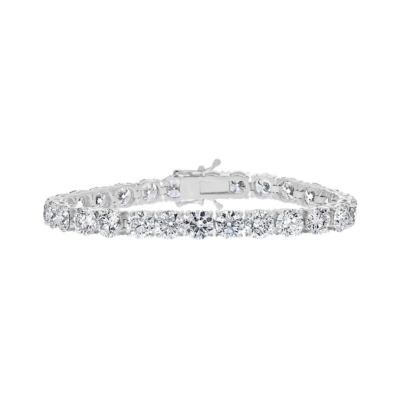 18KT WHITE GOLD 28.86 CTW ROUND DIAMOND TENNIS BRACELET