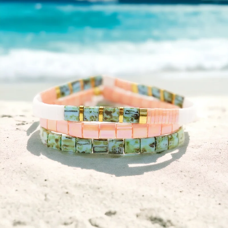 VACATION - Tila Bead Bracelets Stack of 3