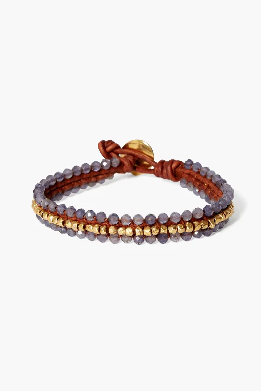 Koa Cuff Wrap Bracelet Iolite