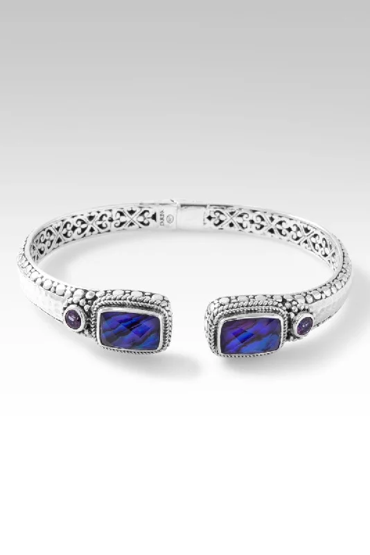 Radiant Glory Tip-to-Tip Bracelet™ in Royal Purple Abalone Quartz Triplet