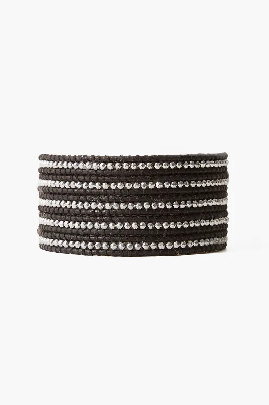 Silver Hematine Wrap Bracelet Black