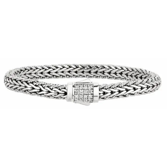 Sterling Silver Signature Woven Sapphire Lock Bracelet