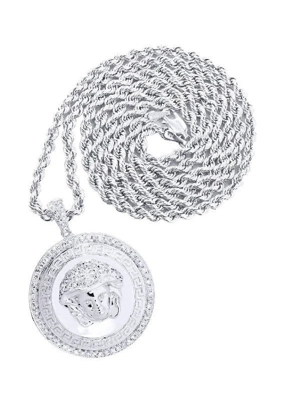 10K White Gold Medusa Diamond Necklace  | 1.37 Carats