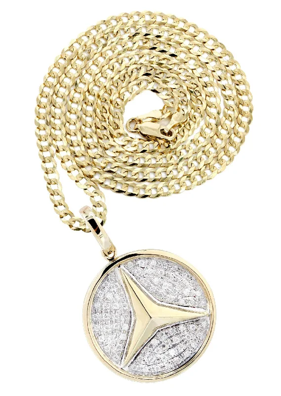 10K Yellow Gold Circle Diamond Necklace  | 0.44 Carats