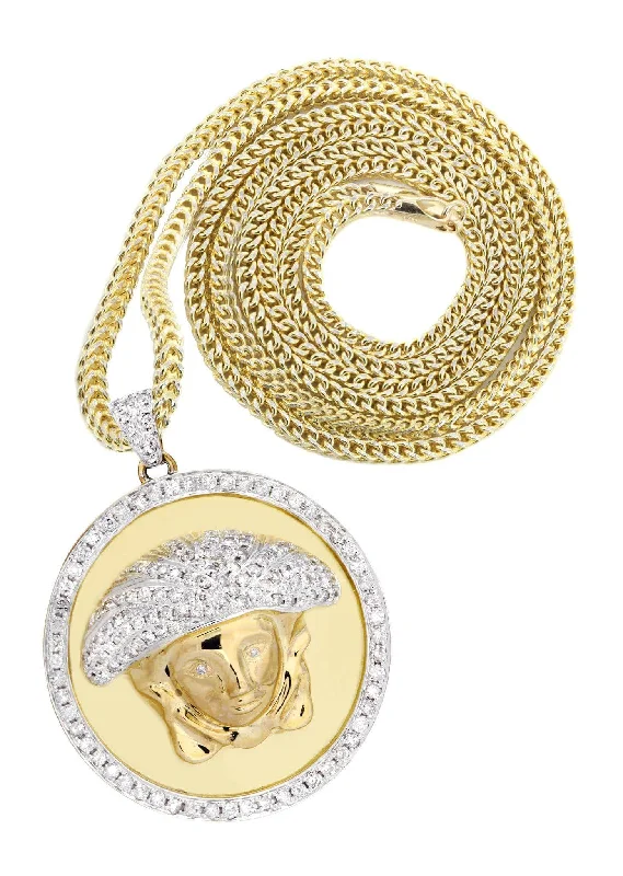 10K Yellow Gold Medusa Diamond Necklace  | 2.49 Carats