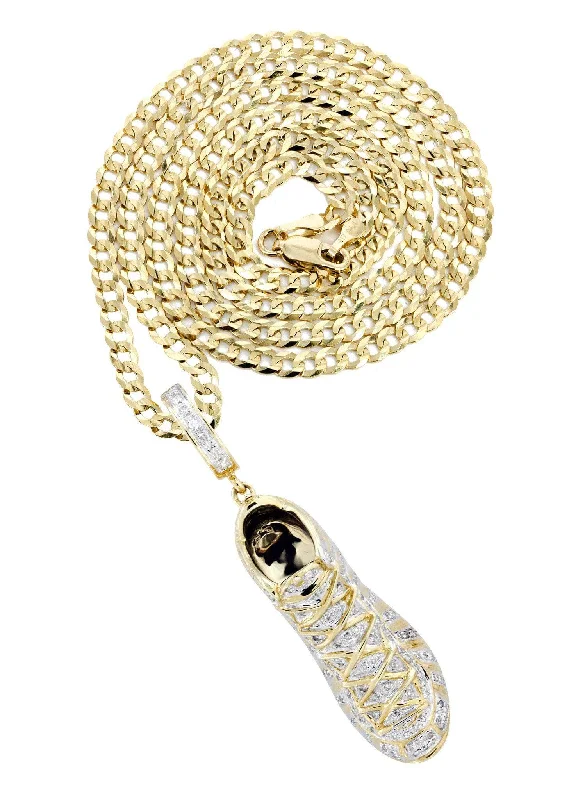 10K Yellow Gold Sneaker Diamond Necklace  | 0.68 Carats