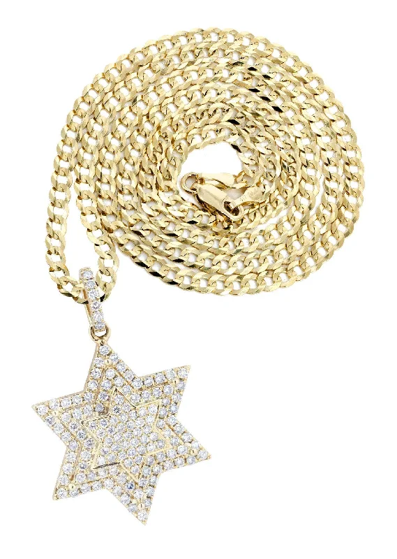 10K Yellow Gold Star Diamond Necklace  | 0.68 Carats