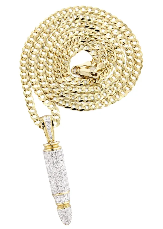 10K Yellow Gold Bullet Diamond Necklace  | 0.95 Carats