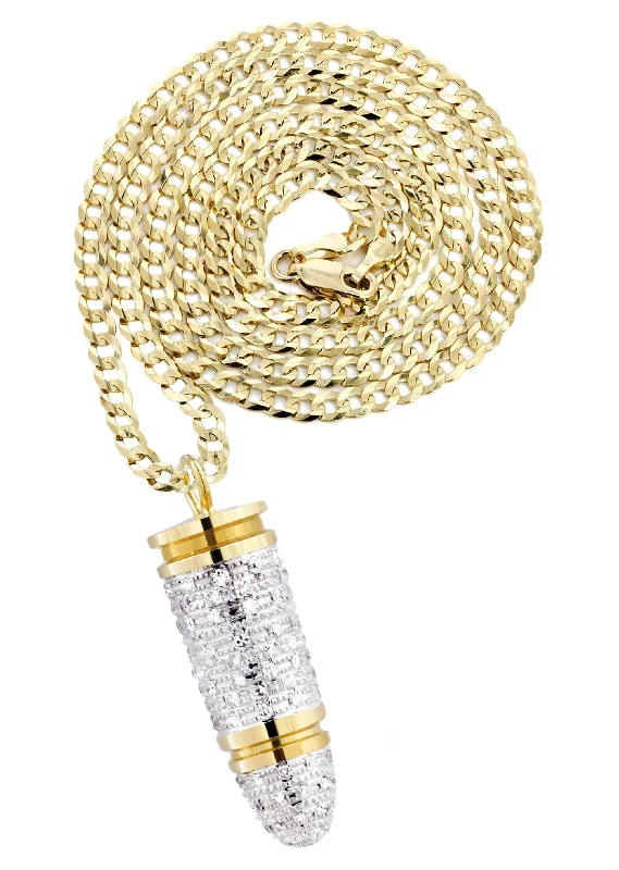 10K Yellow Gold Bullet Diamond Necklace  | 1.03 Carats