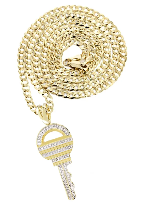 10K Yellow Gold Key Diamond Necklace  | 0.55 Carats