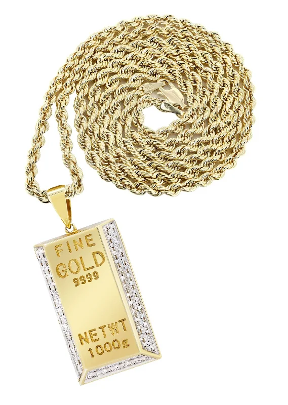 10K Yellow Gold Kilo Bar Diamond Necklace  | 0.33 Carats