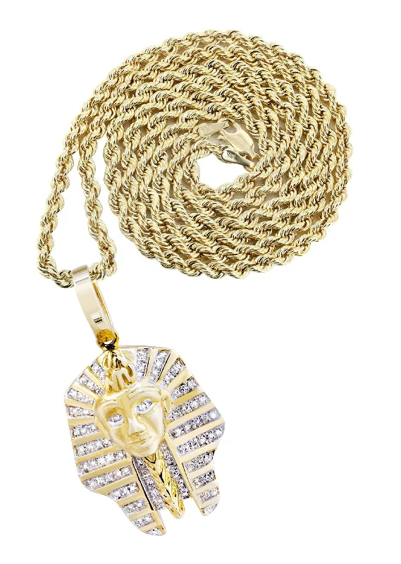 10K Yellow Gold Pharaoh Diamond Necklace  | 0.25 Carats