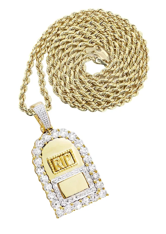 10K Yellow Gold RIP Diamond Necklace  | 0.85 Carats