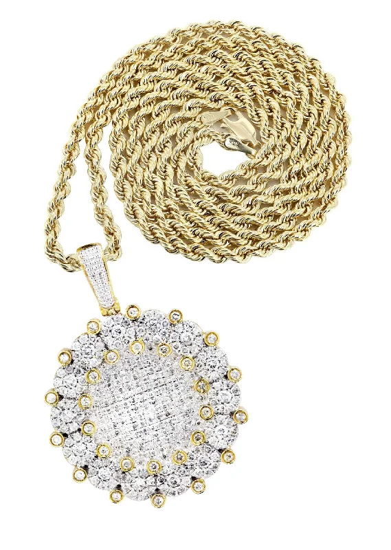 10K Yellow Gold Round Diamond Necklace  | 3.08 Carats