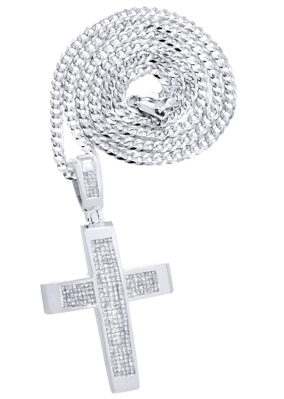 14 White Gold Diamond Cross Necklace  | 10 Carats