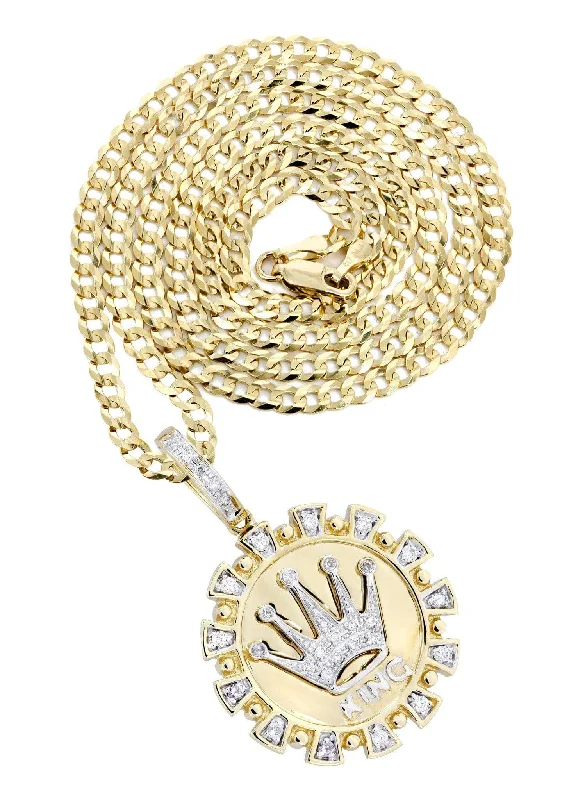 14K Yellow Gold Crown Diamond Necklace  | 0.28 Carats