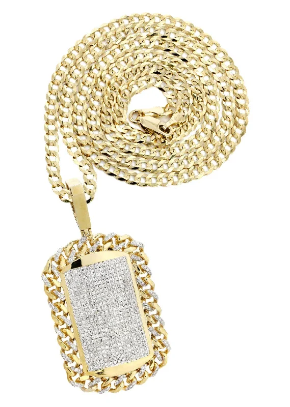 14 Yellow Gold Dog Tag Diamond Necklace | 4.65 Carats