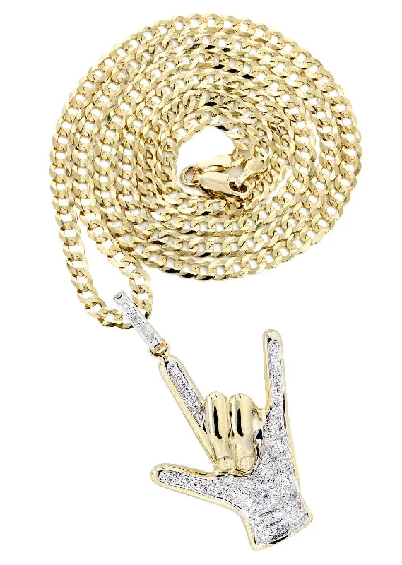 14K Yellow Gold Hand Diamond Necklace  | 0.46 Carats