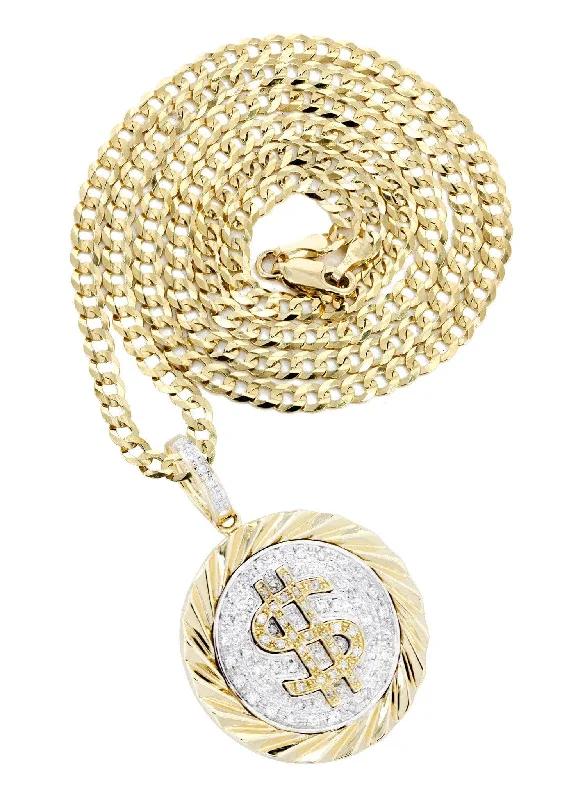 14K Yellow Gold Money Sign Diamond Necklace  | 0.5 Carats