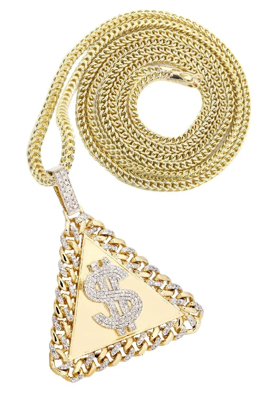 14 Yellow Gold Money Sign Diamond Necklace  | 2.4 Carats