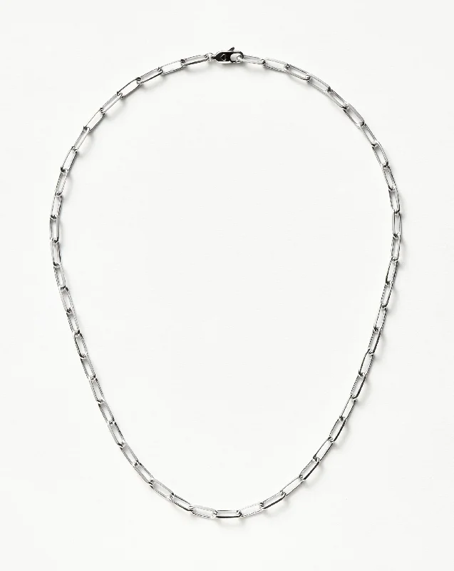 Classic Mini Short Paperclip Chain Necklace | Silver Plated