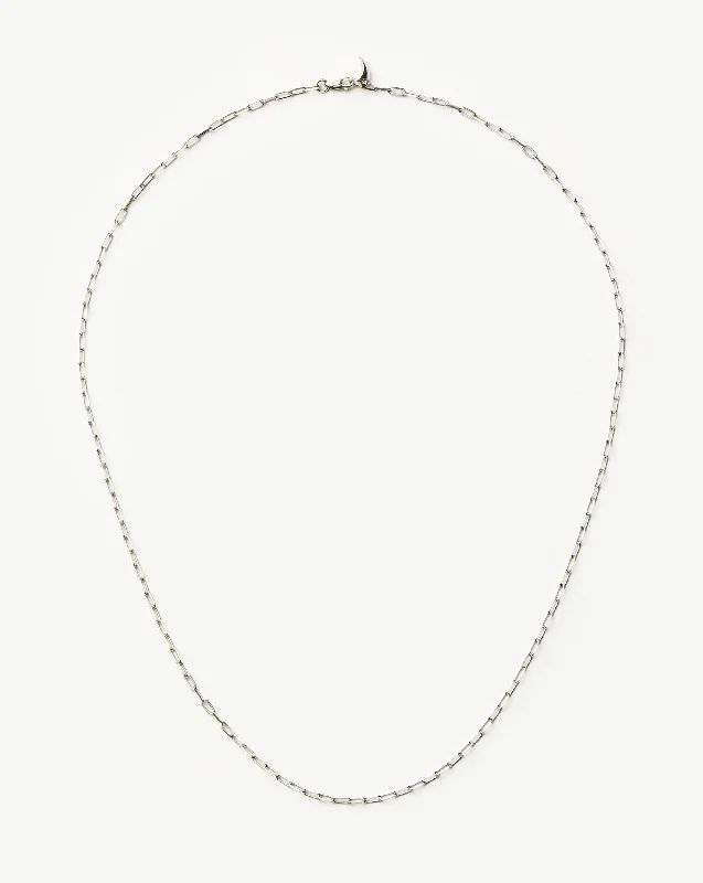 Fine Classic Paperclip Chain Necklace | 14k Solid White Gold