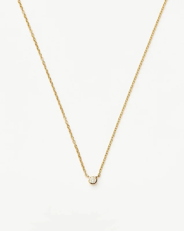 Fine Diamond Solitaire Pendant Necklace | 14k Solid Gold/Diamond