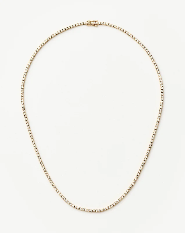 Fine Diamond Tennis Necklace | 14k Solid Gold Diamond