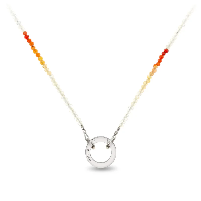 Fire Opal Faceted Stone Choker with Talisman Clip