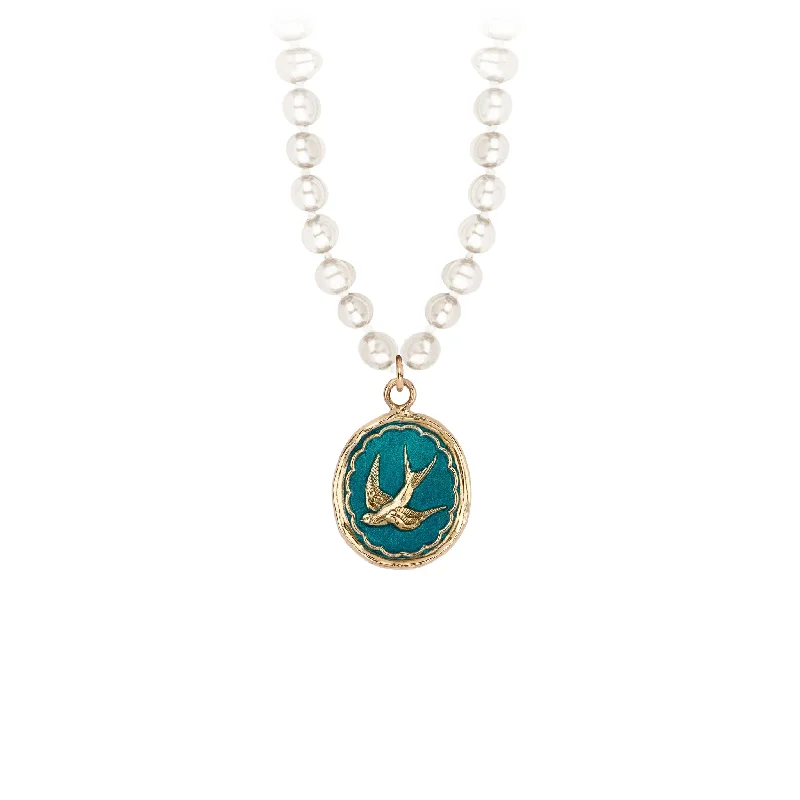 Free Spirited 14K Gold Talisman on Knotted Freshwater Pearl Necklace - True Colors