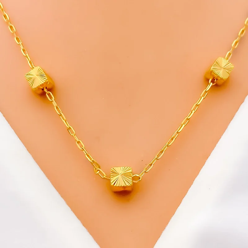 Glossy Bold Square Block 22k Gold Necklace