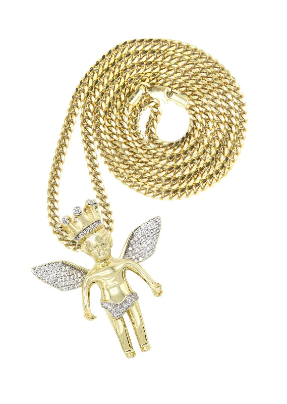 Silver Necklace - Gold Angel Necklace | 41.7 Grams