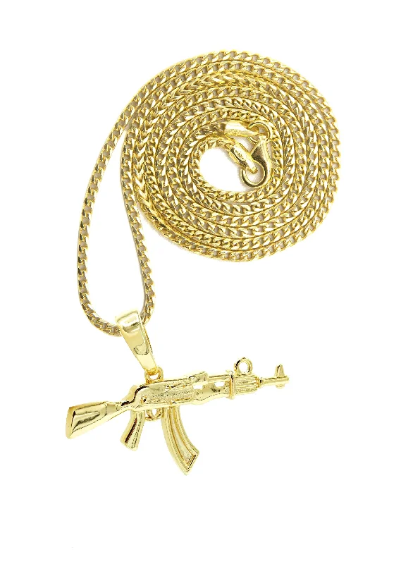 Silver Necklace - Gold Gun Necklace | 11 Grams