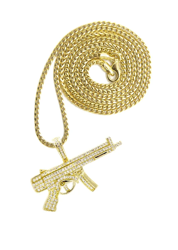 Silver Necklace - Gold Gun Necklace | 15 Grams