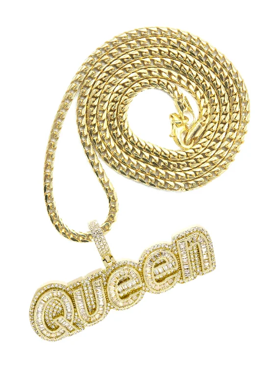 Silver Necklace - Gold QUEEN Necklace  | 30 Grams