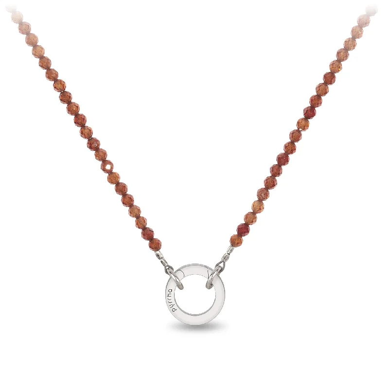 Hessonite Garnet Faceted Stone Choker with Talisman Clip