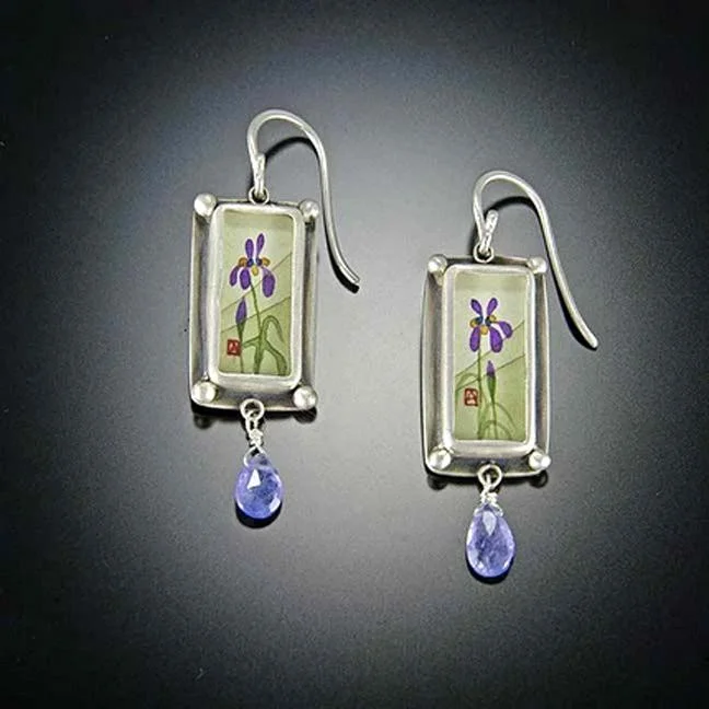 Iris Earrings with Tanzanite