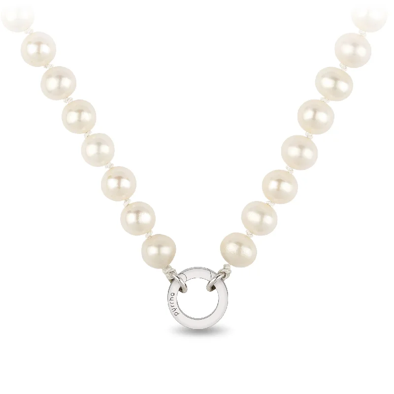 Knotted Pearl Necklace with Talisman Clip