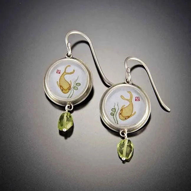 Koi Earrings with Peridot