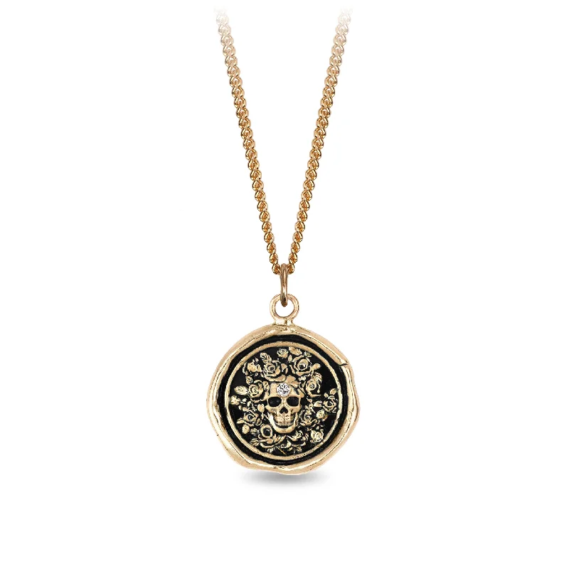 Live Every Moment 14K Gold Diamond Set Signature Talisman