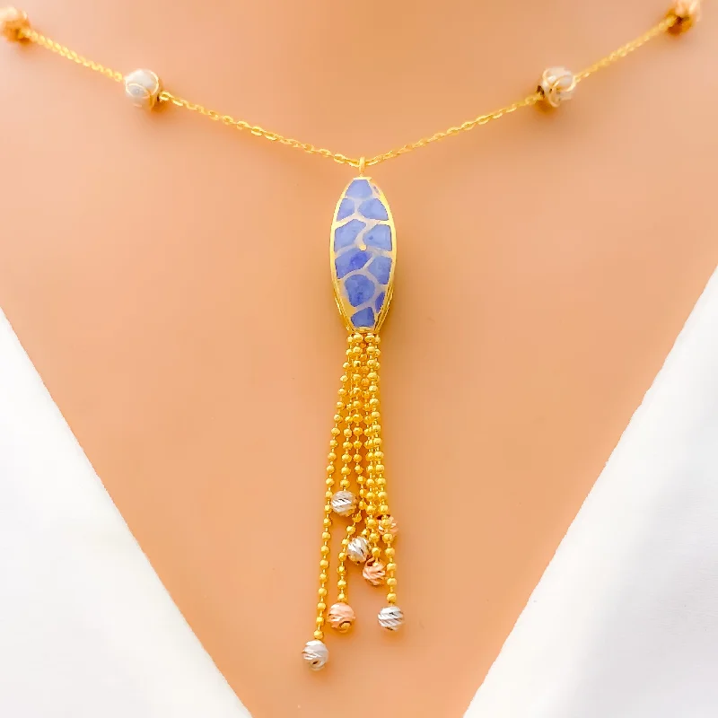 Lovely Lavish 22k Gold Pastel Meena Necklace